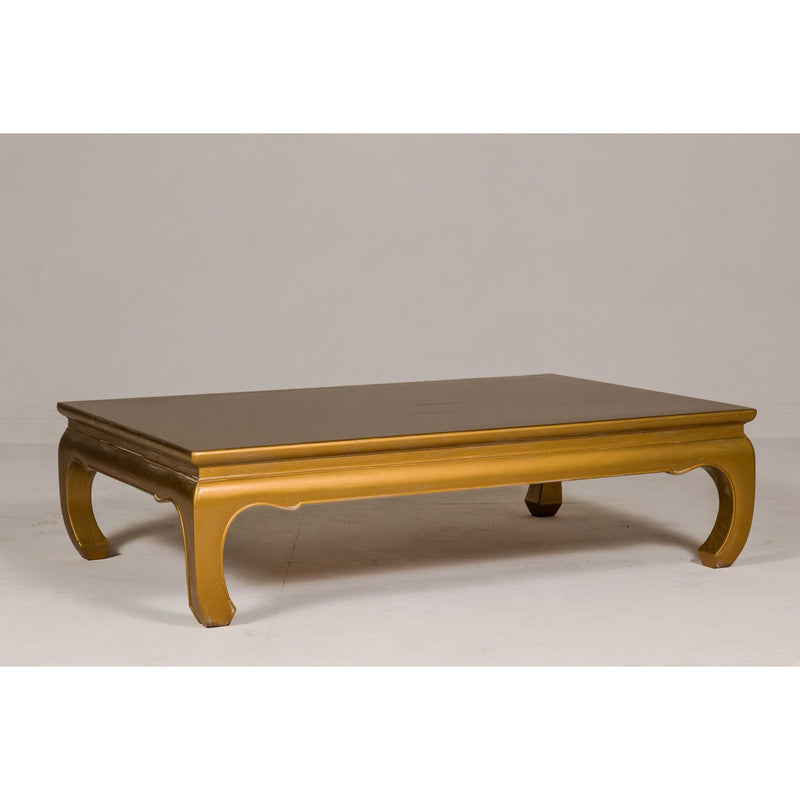 Gold Lacquered Ming Dynasty Style Chow Leg Coffee Table with Carved Apron-YN8050-9. Asian & Chinese Furniture, Art, Antiques, Vintage Home Décor for sale at FEA Home