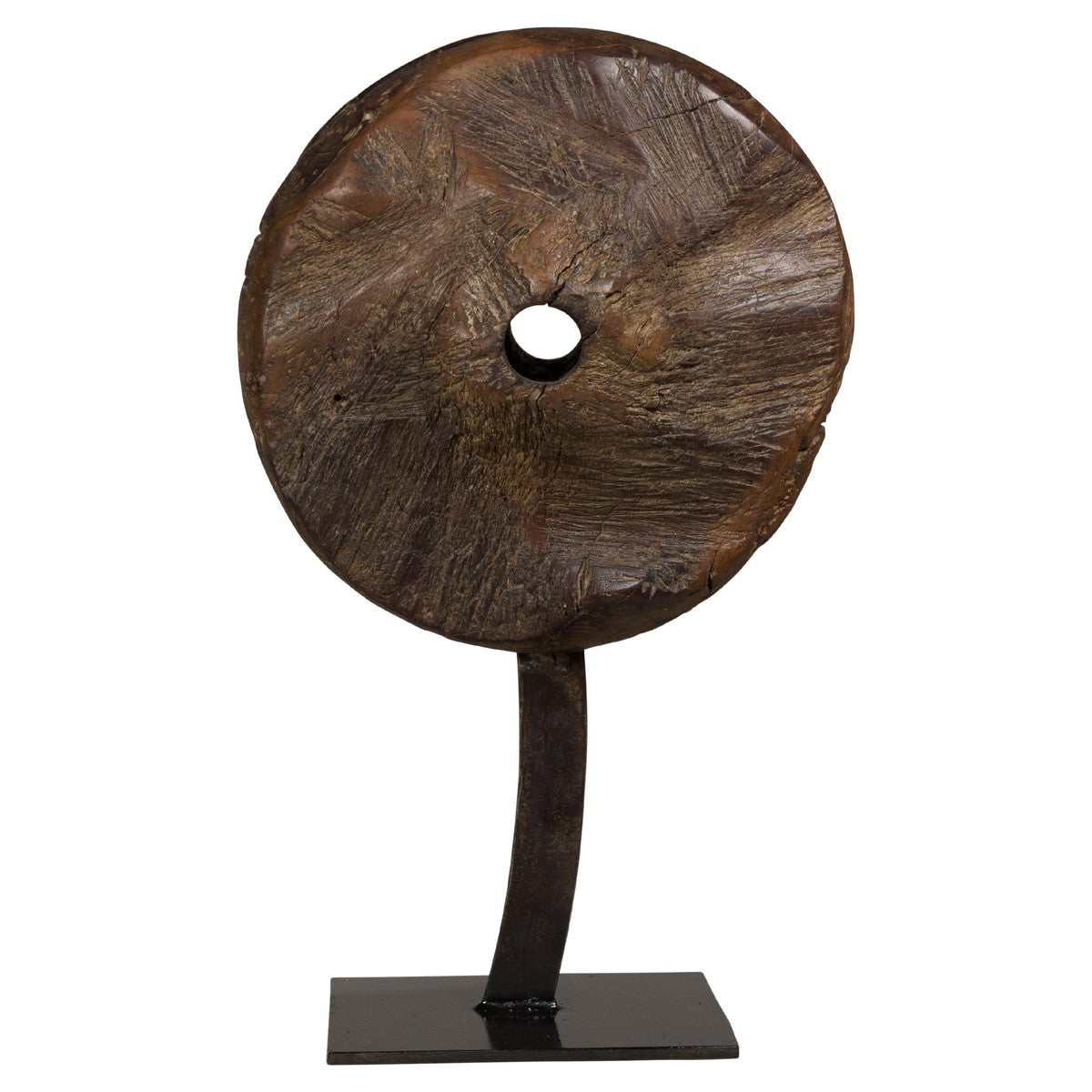 Ancient Wooden Cart Wheel on Custom Base-14. Asian &amp; Chinese Furniture, Art, Antiques, Vintage Home Décor for sale at FEA Home