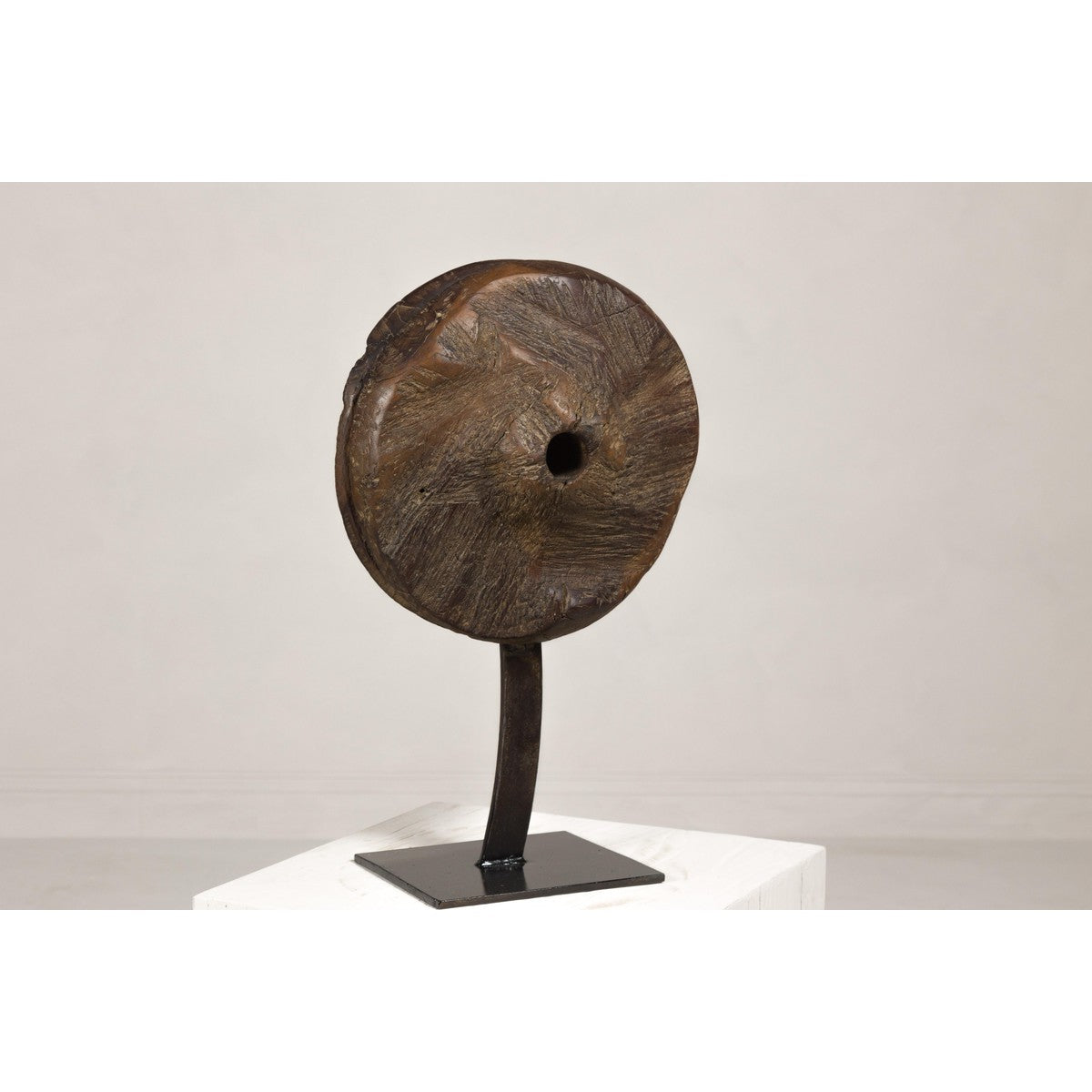 Ancient Wooden Cart Wheel on Custom Base-9. Asian &amp; Chinese Furniture, Art, Antiques, Vintage Home Décor for sale at FEA Home