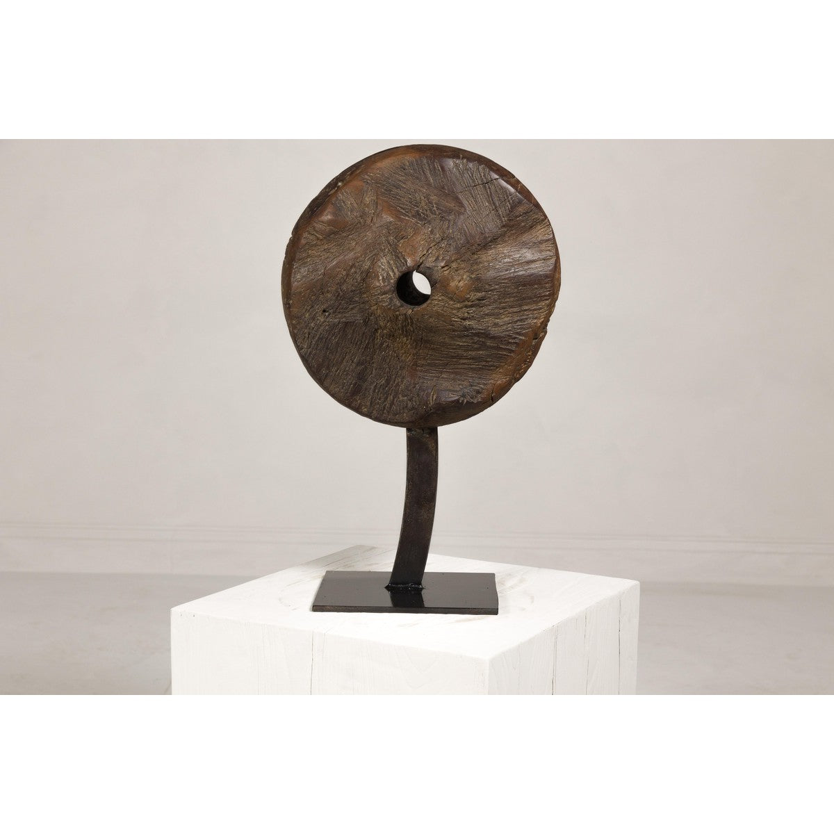 Ancient Wooden Cart Wheel on Custom Base-4. Asian &amp; Chinese Furniture, Art, Antiques, Vintage Home Décor for sale at FEA Home