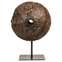 Ancient Cart Wheel with Elongated Center on Custom Base