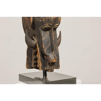 Wooden Mythical Animal Mask Mounted on Custom Base
