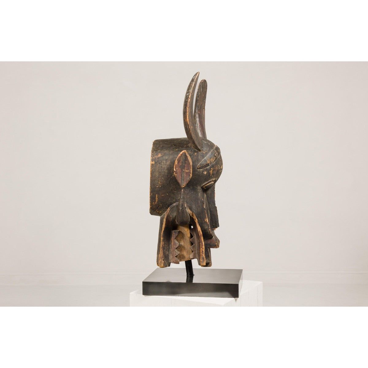 Wooden Mythical Animal Mask Mounted on Custom Base-12. Asian &amp; Chinese Furniture, Art, Antiques, Vintage Home Décor for sale at FEA Home