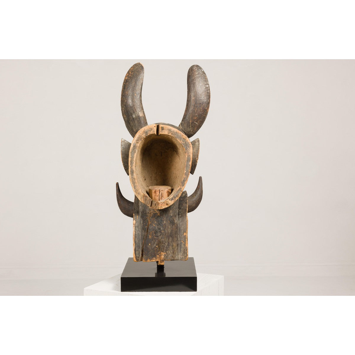 Wooden Mythical Animal Mask Mounted on Custom Base-14. Asian &amp; Chinese Furniture, Art, Antiques, Vintage Home Décor for sale at FEA Home