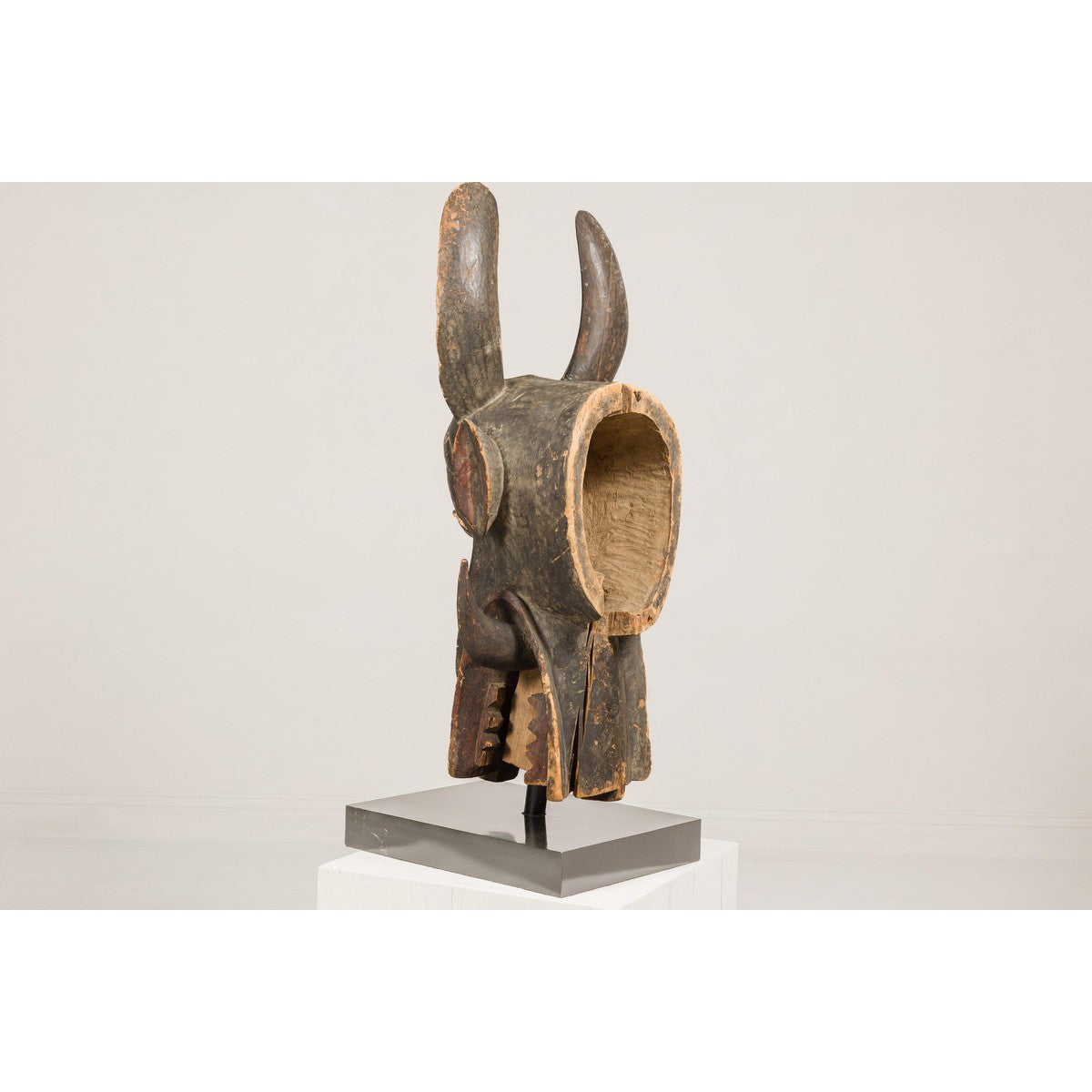 Wooden Mythical Animal Mask Mounted on Custom Base-15. Asian &amp; Chinese Furniture, Art, Antiques, Vintage Home Décor for sale at FEA Home