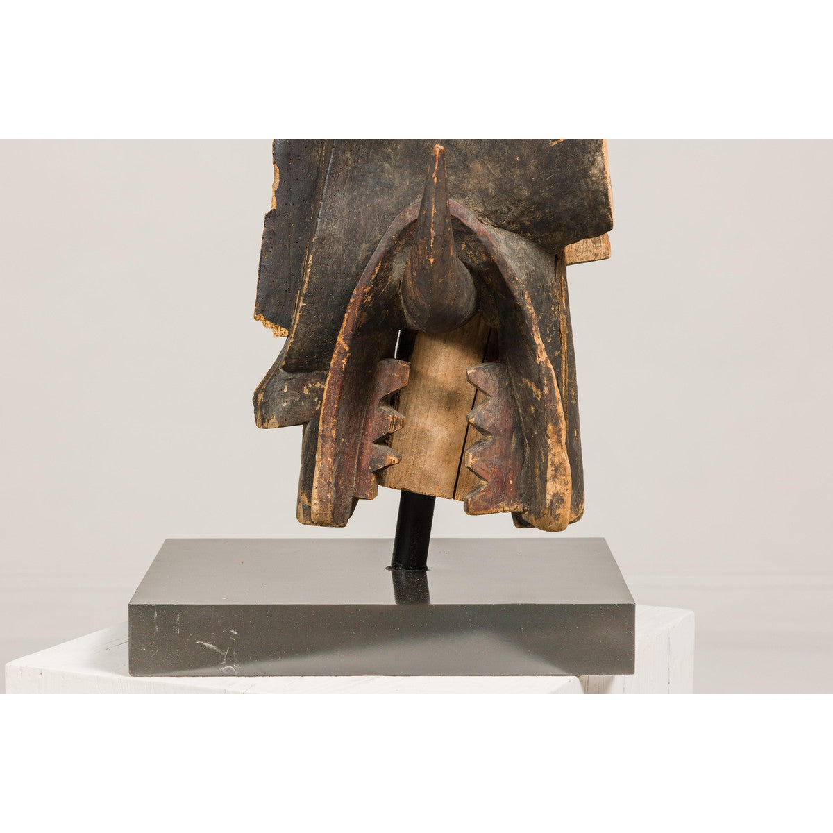 Wooden Mythical Animal Mask Mounted on Custom Base-17. Asian &amp; Chinese Furniture, Art, Antiques, Vintage Home Décor for sale at FEA Home