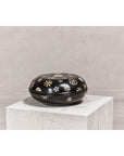 Black Lacquered Lidded Circular Box with Mother of Pearl Floral Décor-10. Asian & Chinese Furniture, Art, Antiques, Vintage Home Décor for sale at FEA Home