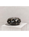 Black Lacquered Lidded Circular Box with Mother of Pearl Floral Décor-11. Asian & Chinese Furniture, Art, Antiques, Vintage Home Décor for sale at FEA Home