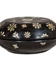 Black Lacquered Lidded Circular Box with Mother of Pearl Floral Décor-1. Asian & Chinese Furniture, Art, Antiques, Vintage Home Décor for sale at FEA Home
