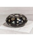 Black Lacquered Lidded Circular Box with Mother of Pearl Floral Décor-2. Asian & Chinese Furniture, Art, Antiques, Vintage Home Décor for sale at FEA Home
