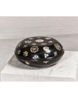 Black Lacquered Lidded Circular Box with Mother of Pearl Floral Décor-3. Asian & Chinese Furniture, Art, Antiques, Vintage Home Décor for sale at FEA Home