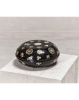 Black Lacquered Lidded Circular Box with Mother of Pearl Floral Décor-4. Asian & Chinese Furniture, Art, Antiques, Vintage Home Décor for sale at FEA Home