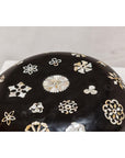 Black Lacquered Lidded Circular Box with Mother of Pearl Floral Décor-7. Asian & Chinese Furniture, Art, Antiques, Vintage Home Décor for sale at FEA Home