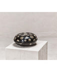 Black Lacquered Lidded Circular Box with Mother of Pearl Floral Décor-8. Asian & Chinese Furniture, Art, Antiques, Vintage Home Décor for sale at FEA Home