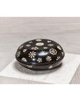Black Lacquered Lidded Circular Box with Mother of Pearl Floral Décor-9. Asian & Chinese Furniture, Art, Antiques, Vintage Home Décor for sale at FEA Home