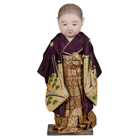 Ichimatsu Doll of a Little Boy Dressed in a City Kimono, circa 1950-YN8059-1. Asian & Chinese Furniture, Art, Antiques, Vintage Home Décor for sale at FEA Home