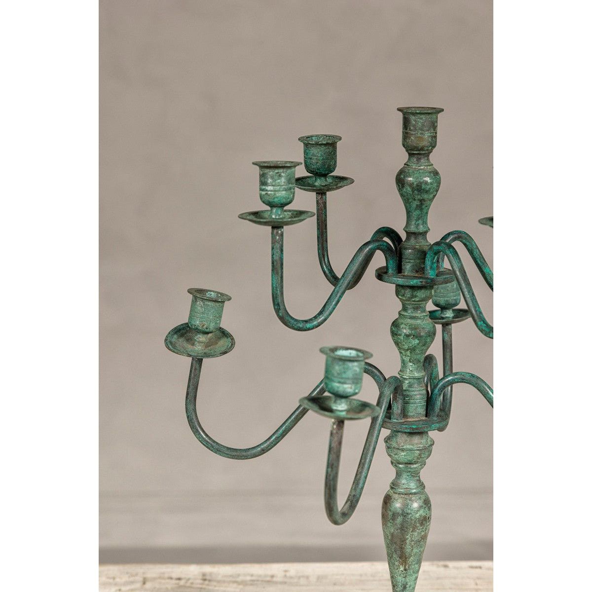 Vintage Two-Tiered Eight Arm Candelabra with Verdigris Patina-6. Asian &amp; Chinese Furniture, Art, Antiques, Vintage Home Décor for sale at FEA Home