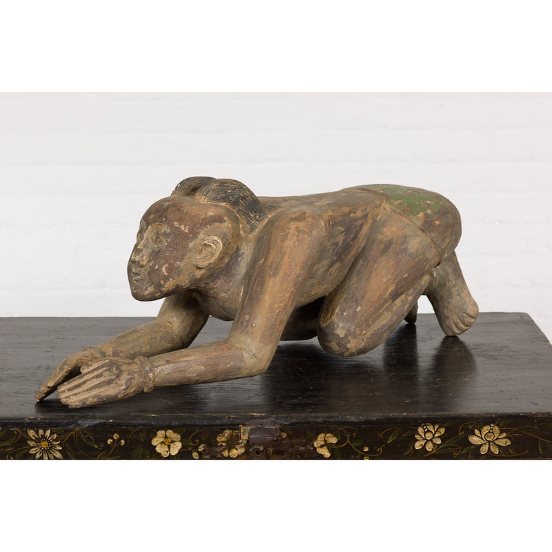 19th Century Wooden Sculpture of a Praying Male Figure-YNE233-1. Asian & Chinese Furniture, Art, Antiques, Vintage Home Décor for sale at FEA Home