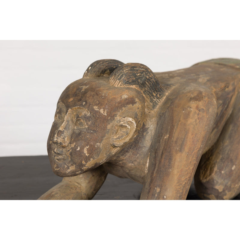 19th Century Wooden Sculpture of a Praying Male Figure-YNE233-12. Asian & Chinese Furniture, Art, Antiques, Vintage Home Décor for sale at FEA Home