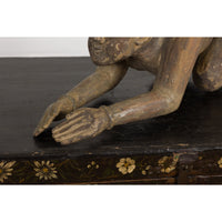 19th Century Wooden Sculpture of a Praying Male Figure