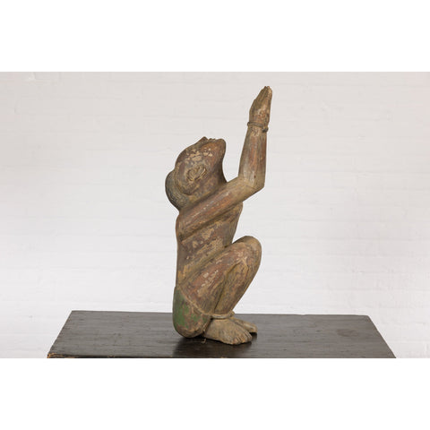 19th Century Wooden Sculpture of a Praying Male Figure-YNE233-17. Asian & Chinese Furniture, Art, Antiques, Vintage Home Décor for sale at FEA Home