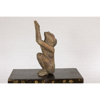 19th Century Wooden Sculpture of a Praying Male Figure-YNE233-19. Asian & Chinese Furniture, Art, Antiques, Vintage Home Décor for sale at FEA Home