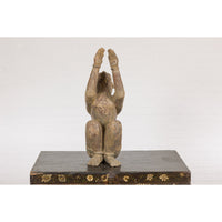 19th Century Wooden Sculpture of a Praying Male Figure-YNE233-20. Asian & Chinese Furniture, Art, Antiques, Vintage Home Décor for sale at FEA Home