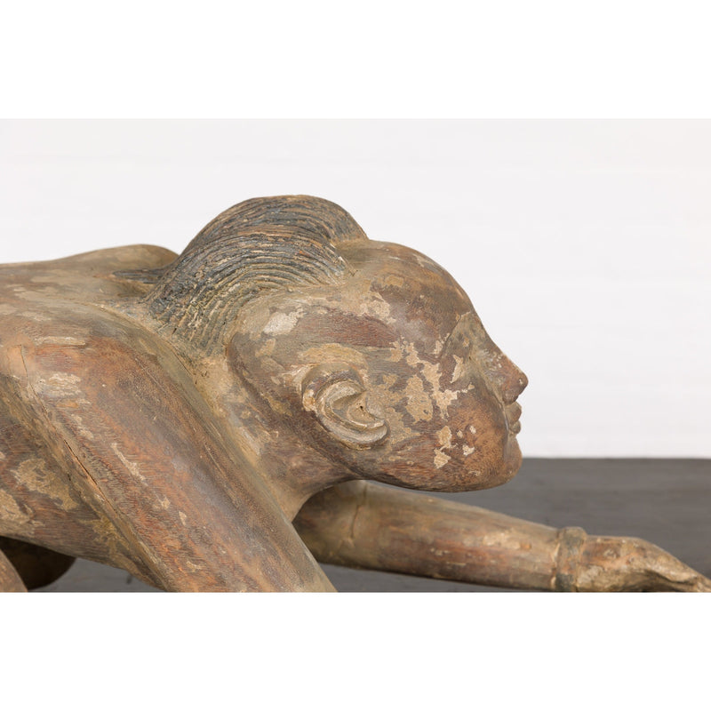 19th Century Wooden Sculpture of a Praying Male Figure-YNE233-4. Asian & Chinese Furniture, Art, Antiques, Vintage Home Décor for sale at FEA Home