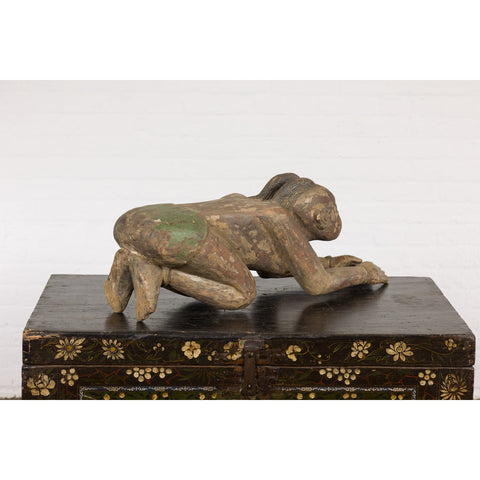 19th Century Wooden Sculpture of a Praying Male Figure-YNE233-7. Asian & Chinese Furniture, Art, Antiques, Vintage Home Décor for sale at FEA Home