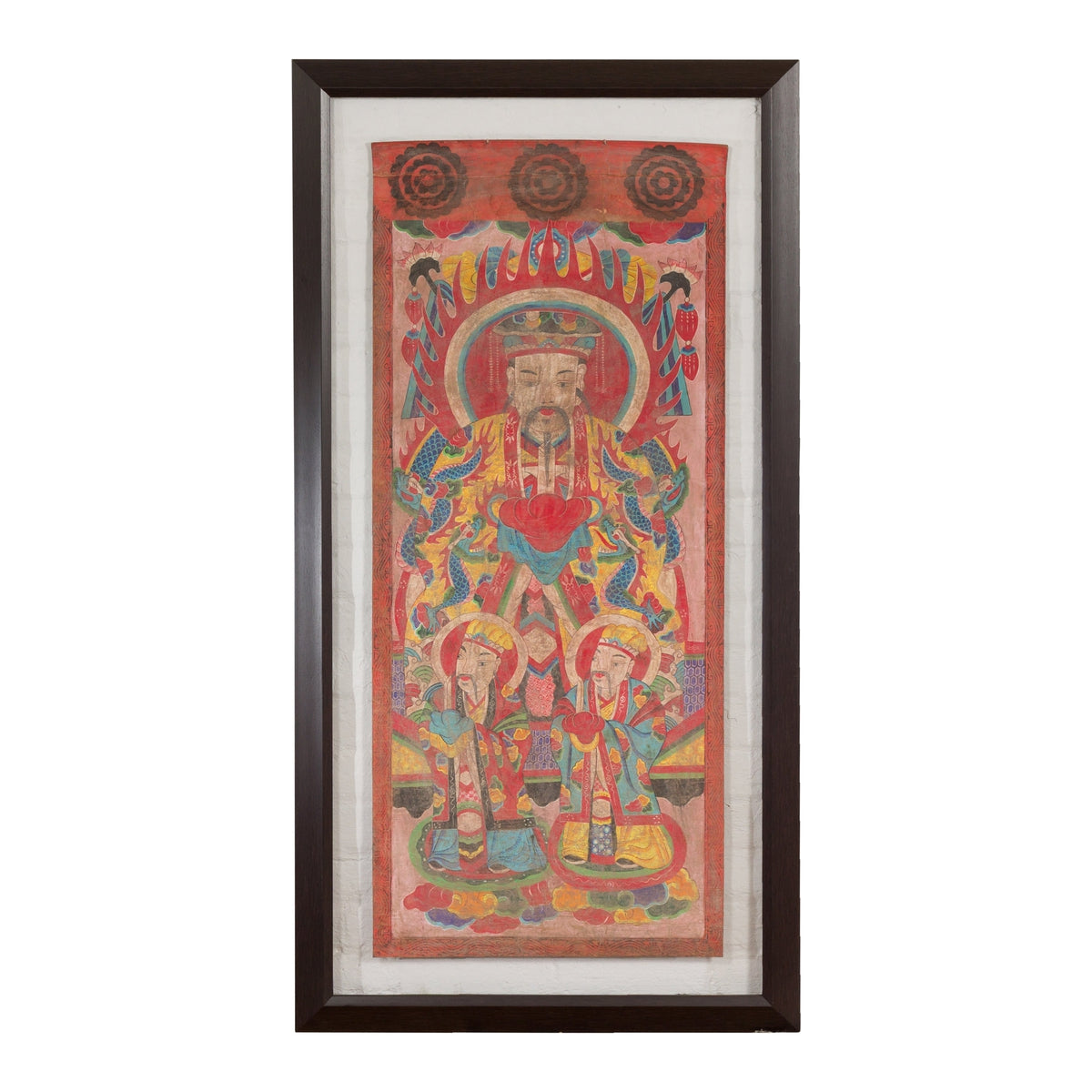 Mandarin Taoist Ceremonial Chinese Scroll Portrait Painting in Custom Frame-1. Asian & Chinese Furniture, Art, Antiques, Vintage Home Décor for sale at FEA Home