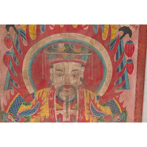 Mandarin Taoist Ceremonial Chinese Scroll Portrait Painting in Custom Frame-YNE588-12. Asian & Chinese Furniture, Art, Antiques, Vintage Home Décor for sale at FEA Home