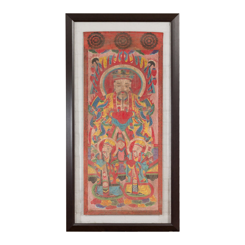 Mandarin Taoist Ceremonial Chinese Scroll Portrait Painting in Custom Frame-YNE588-1. Asian & Chinese Furniture, Art, Antiques, Vintage Home Décor for sale at FEA Home