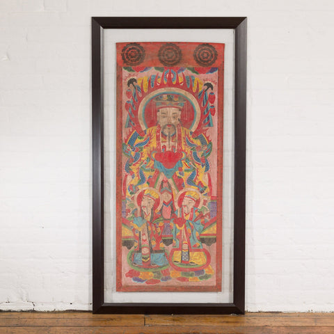 Mandarin Taoist Ceremonial Chinese Scroll Portrait Painting in Custom Frame-YNE588-2. Asian & Chinese Furniture, Art, Antiques, Vintage Home Décor for sale at FEA Home