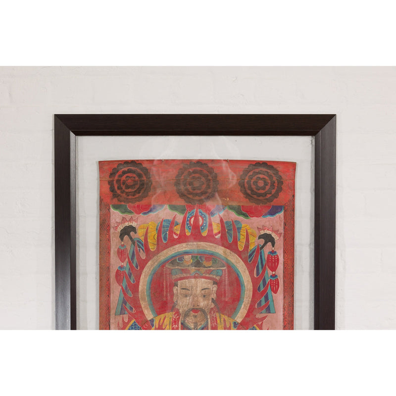 Mandarin Taoist Ceremonial Chinese Scroll Portrait Painting in Custom Frame-YNE588-3. Asian & Chinese Furniture, Art, Antiques, Vintage Home Décor for sale at FEA Home