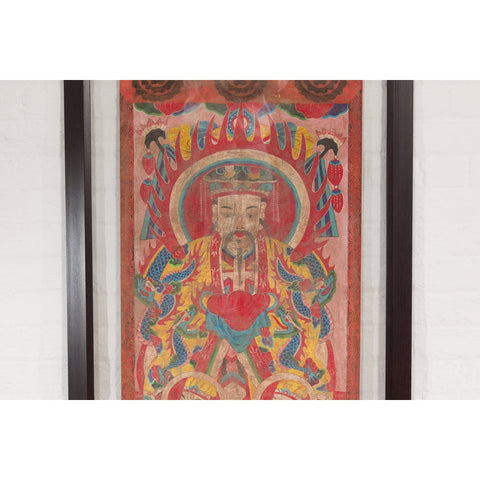 Mandarin Taoist Ceremonial Chinese Scroll Portrait Painting in Custom Frame