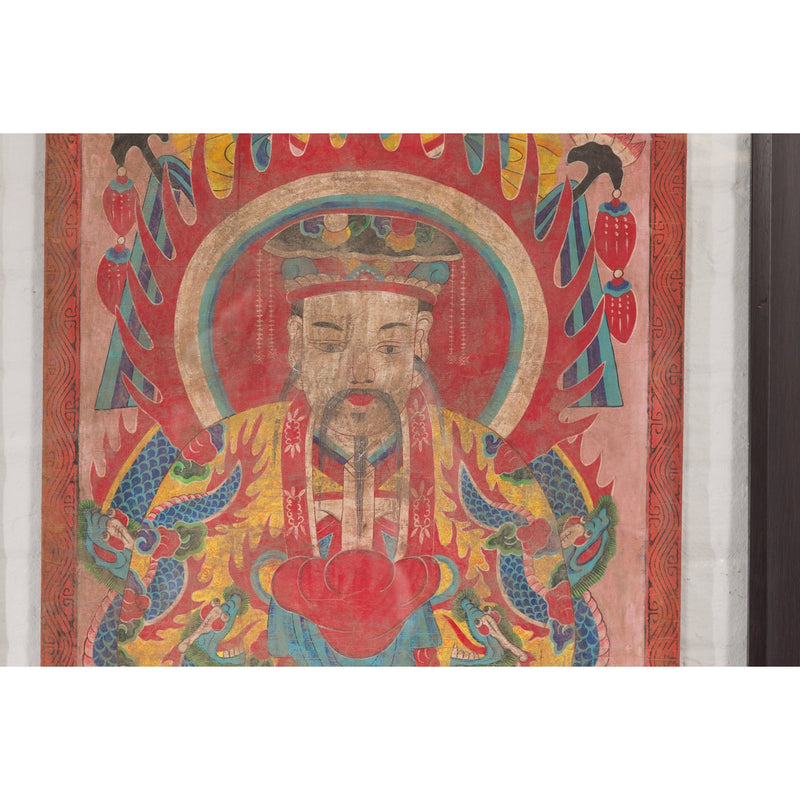 Mandarin Taoist Ceremonial Chinese Scroll Portrait Painting in Custom Frame-YNE588-7. Asian & Chinese Furniture, Art, Antiques, Vintage Home Décor for sale at FEA Home