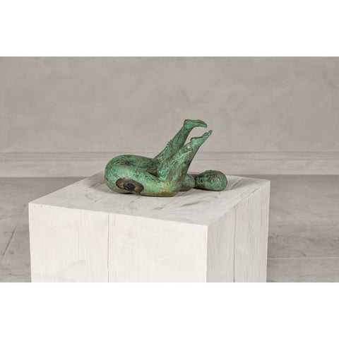 Bronze Erotica Woman Tabletop Statuette with Verdigris Patina, Vintage-YNE676-3. Asian & Chinese Furniture, Art, Antiques, Vintage Home Décor for sale at FEA Home