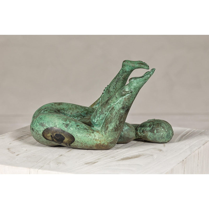 Bronze Erotica Woman Tabletop Statuette with Verdigris Patina, Vintage-YNE676-4. Asian & Chinese Furniture, Art, Antiques, Vintage Home Décor for sale at FEA Home