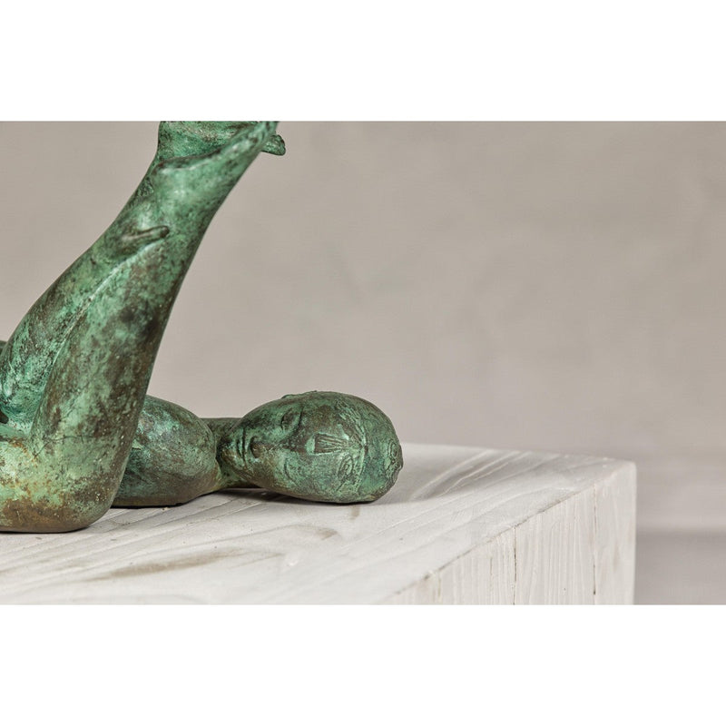 Bronze Erotica Woman Tabletop Statuette with Verdigris Patina, Vintage-YNE676-5. Asian & Chinese Furniture, Art, Antiques, Vintage Home Décor for sale at FEA Home