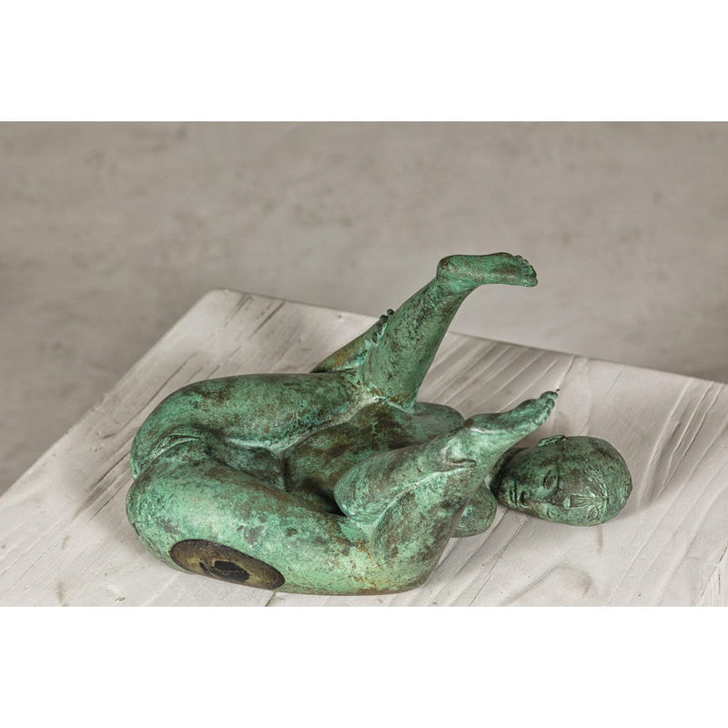Bronze Erotica Woman Tabletop Statuette with Verdigris Patina, Vintage-YNE676-6. Asian & Chinese Furniture, Art, Antiques, Vintage Home Décor for sale at FEA Home
