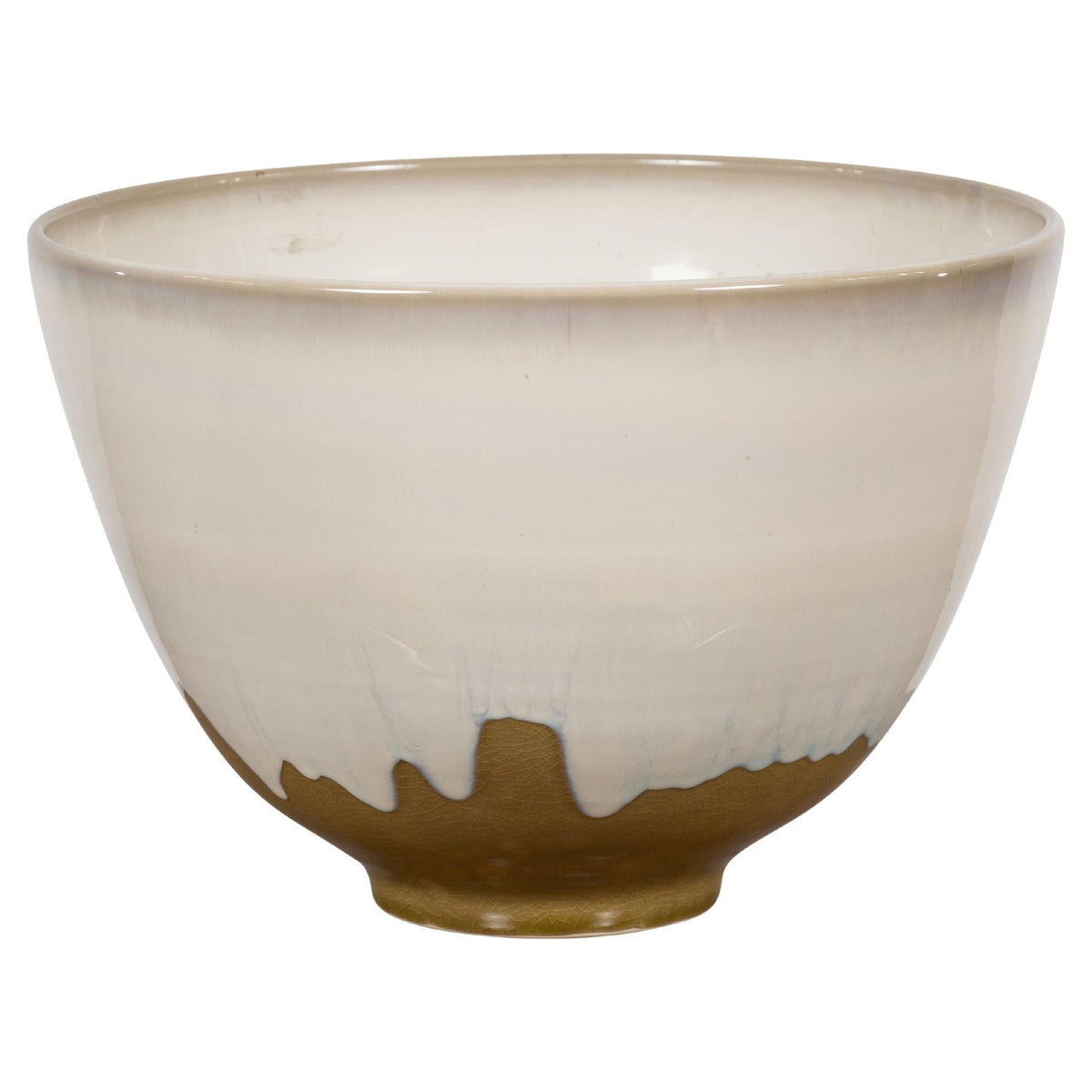 Contemporary White & Brown Glazed Ceramic Bowl-1. Asian & Chinese Furniture, Art, Antiques, Vintage Home Décor for sale at FEA Home