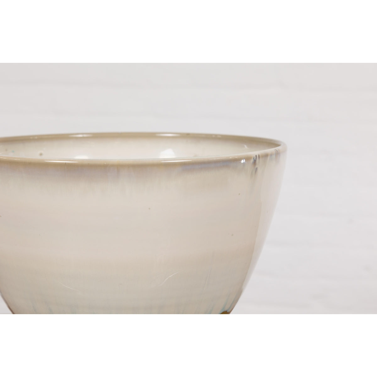 Contemporary White &amp; Brown Glazed Ceramic Bowl-12. Asian &amp; Chinese Furniture, Art, Antiques, Vintage Home Décor for sale at FEA Home