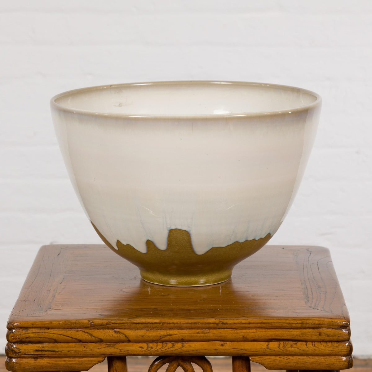 Contemporary White & Brown Glazed Ceramic Bowl-2. Asian & Chinese Furniture, Art, Antiques, Vintage Home Décor for sale at FEA Home