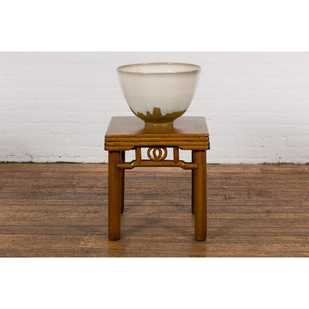 Contemporary White &amp; Brown Glazed Ceramic Bowl-4. Asian &amp; Chinese Furniture, Art, Antiques, Vintage Home Décor for sale at FEA Home