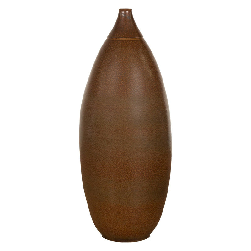 Large Brown Glazed Ceramic Vase with Mottled Finish-YNE730-12. Asian & Chinese Furniture, Art, Antiques, Vintage Home Décor for sale at FEA Home