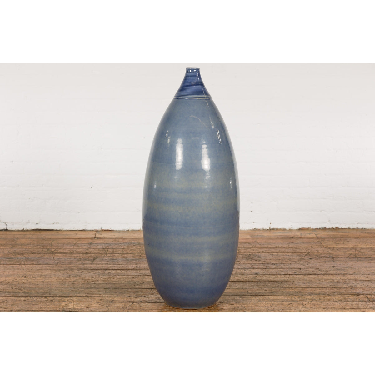 Tall Ceramic Blue Glazed Contemporary Vase-14. Asian &amp; Chinese Furniture, Art, Antiques, Vintage Home Décor for sale at FEA Home