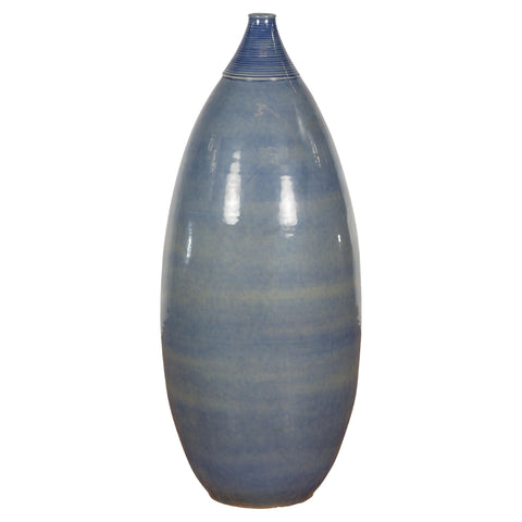 Tall Ceramic Blue Glazed Contemporary Vase-YNE791-1. Asian & Chinese Furniture, Art, Antiques, Vintage Home Décor for sale at FEA Home