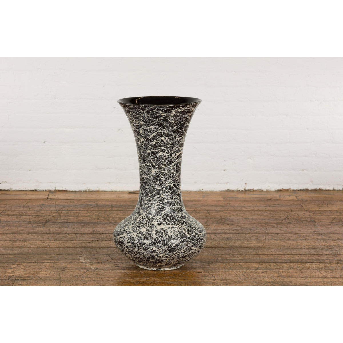 Vintage Black and White Ceramic Planter-12. Asian &amp; Chinese Furniture, Art, Antiques, Vintage Home Décor for sale at FEA Home