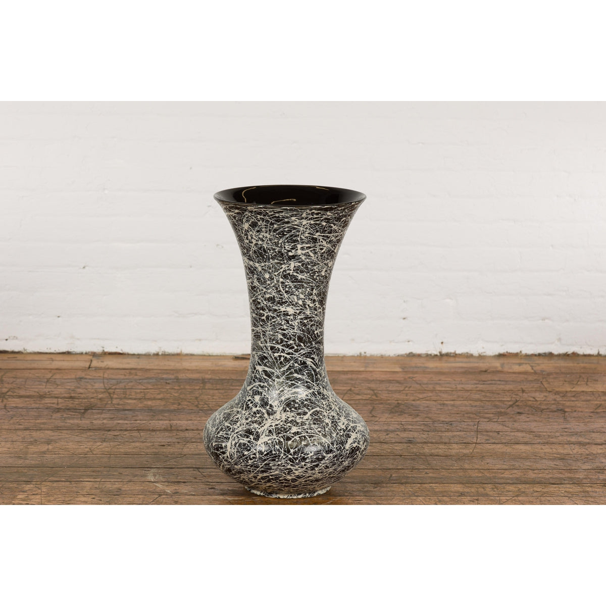 Vintage Black and White Ceramic Planter-13. Asian &amp; Chinese Furniture, Art, Antiques, Vintage Home Décor for sale at FEA Home