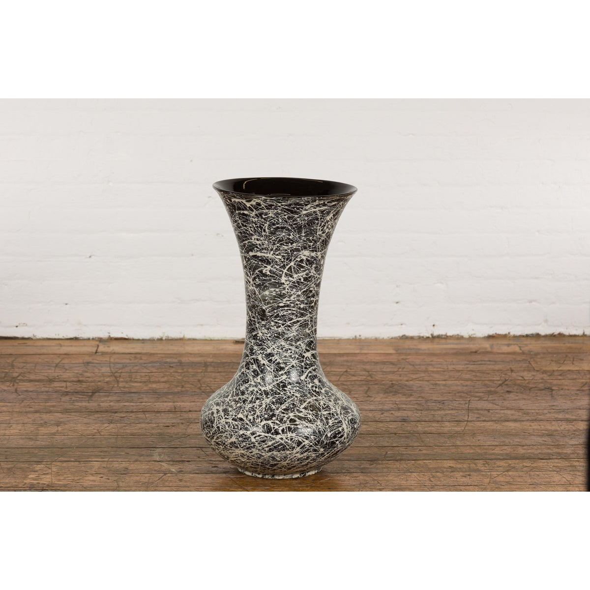 Vintage Black and White Ceramic Planter-14. Asian &amp; Chinese Furniture, Art, Antiques, Vintage Home Décor for sale at FEA Home